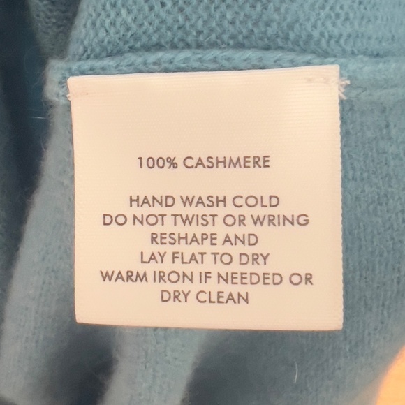 WHITE + WARREN cashmere pullover sweater size L large blue ribbed crew neck - Picture 8 of 8